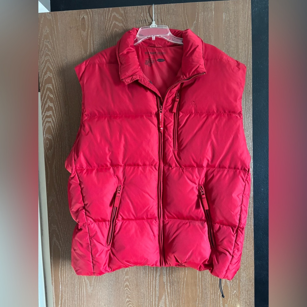 Men’s Red Puffy Vest Jacket - Lightweight Insulated Vest with hood.